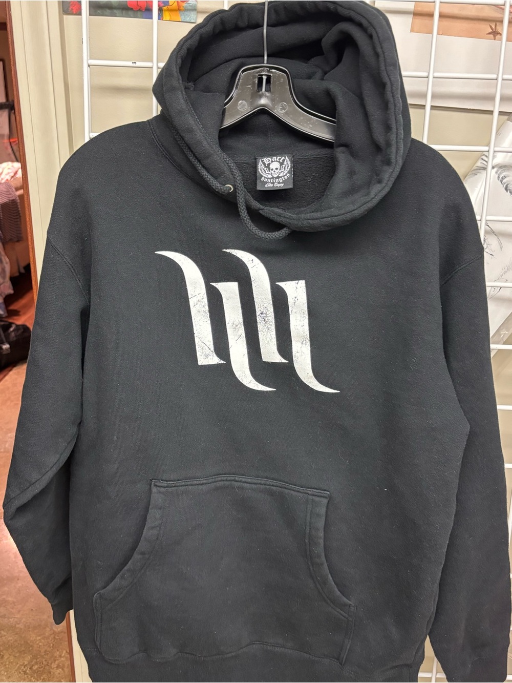 Hart & Huntington Tattoo Company Black Pullover Hoodie Size M Black Graphic EUC